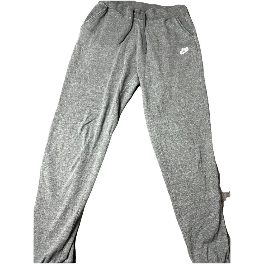 Nike Sweatpants Mens M Gray Fleece Joggers Zip Pockets Logo Slimming